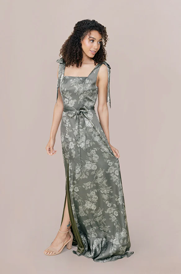 Stevie Satin Floral Print Dress | Made To Order - Image 10