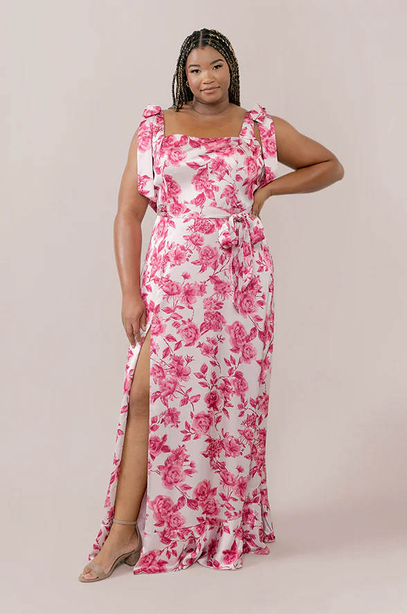 Stevie Satin Floral Print Dress | Made To Order - Image 31