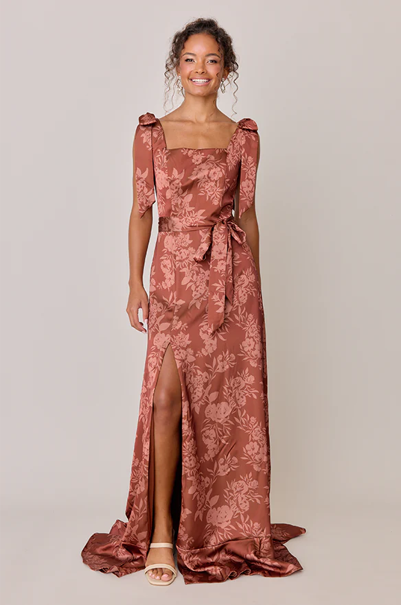 Stevie Satin Floral Print Dress | Made To Order - Image 4