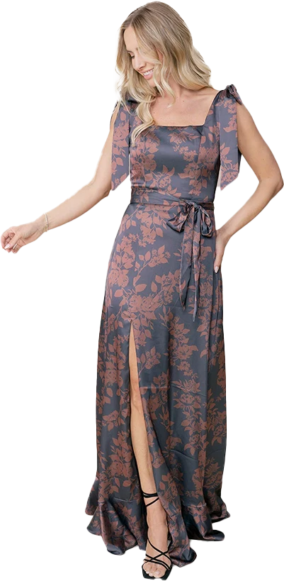 Stevie Satin Floral Print Dress | Made To Order - Image 42