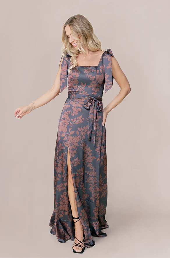Stevie Satin Floral Print Dress | Made To Order - Image 7