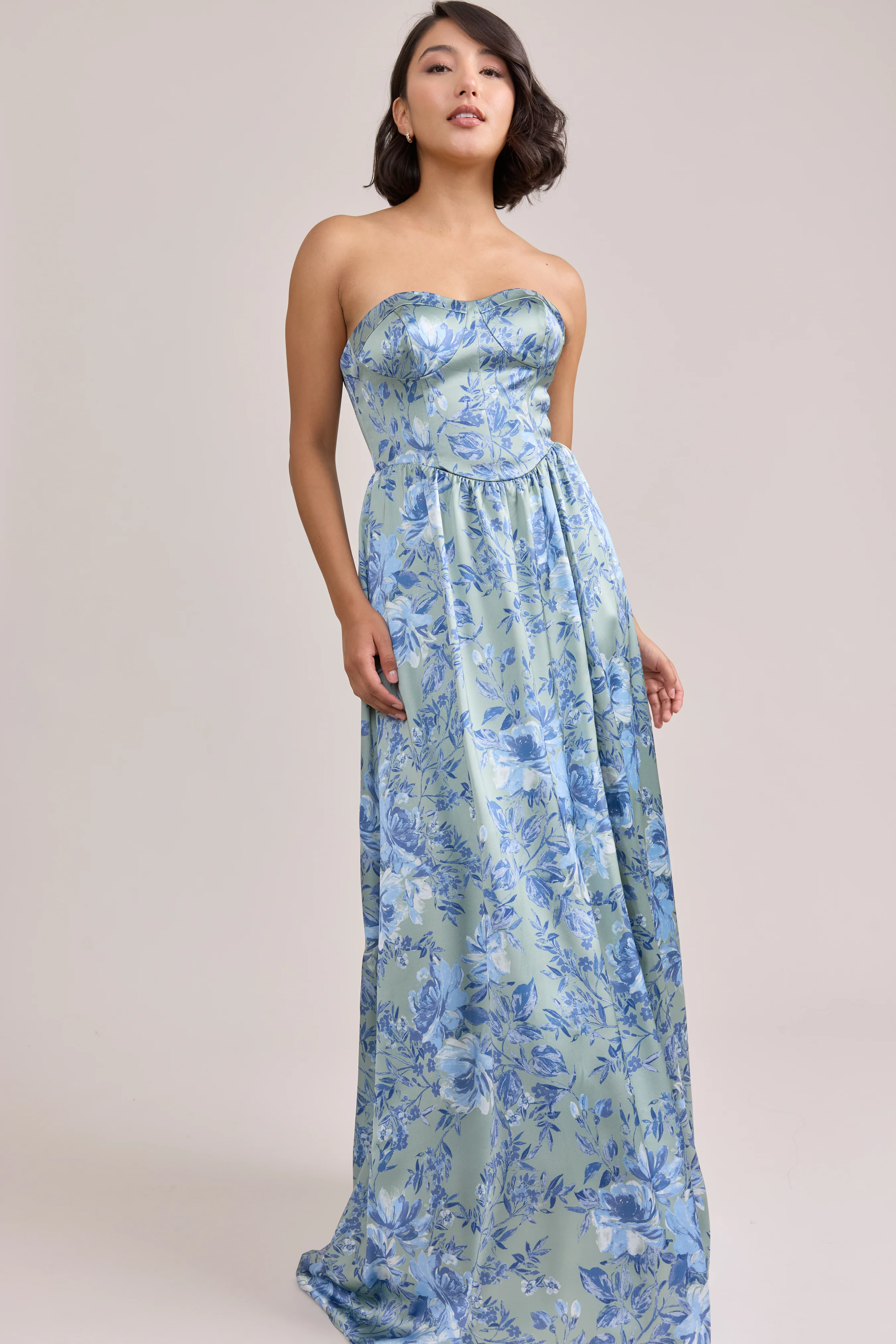 Sydney Satin Floral Print Dress | Made To Order - Image 19