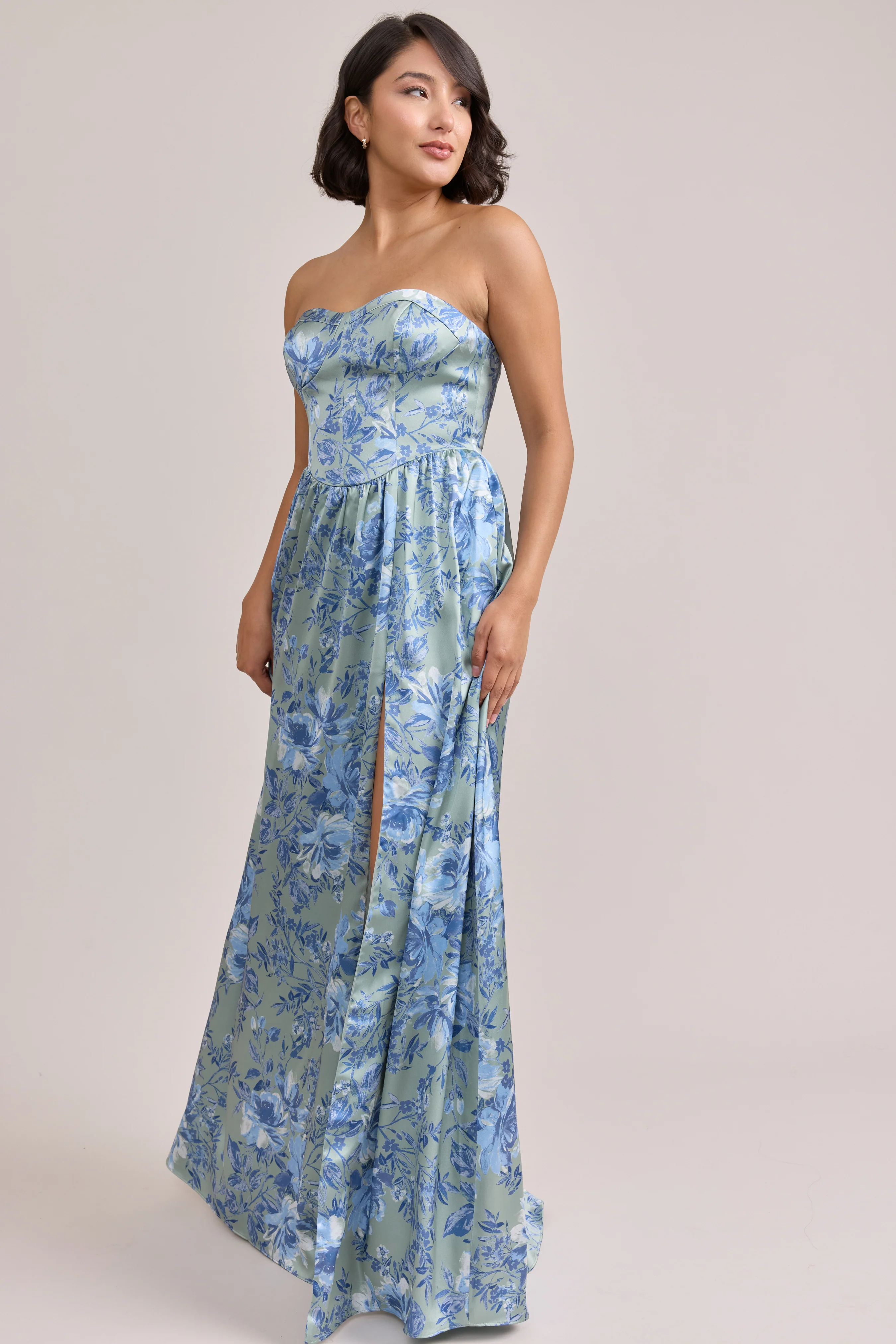 Sydney Satin Floral Print Dress | Made To Order - Image 20