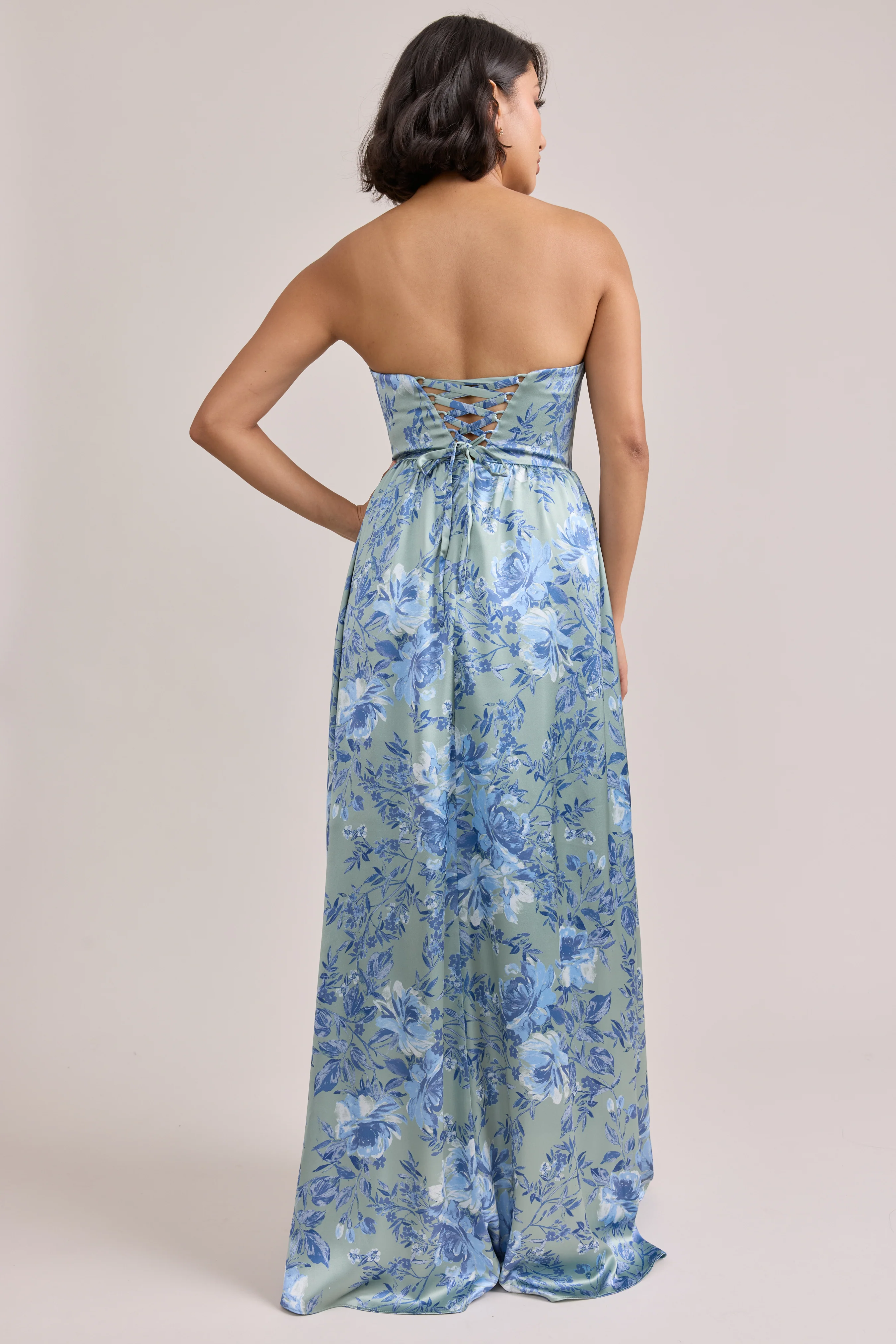 Sydney Satin Floral Print Dress | Made To Order - Image 21