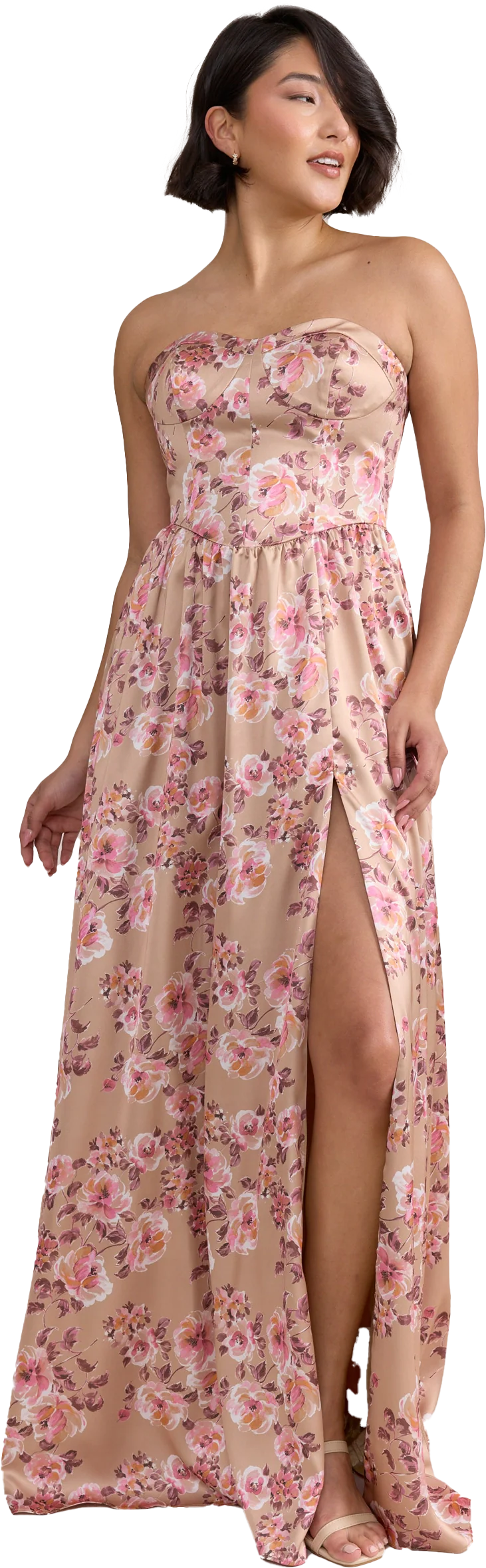 Sydney Satin Floral Print Dress | Made To Order - Image 40