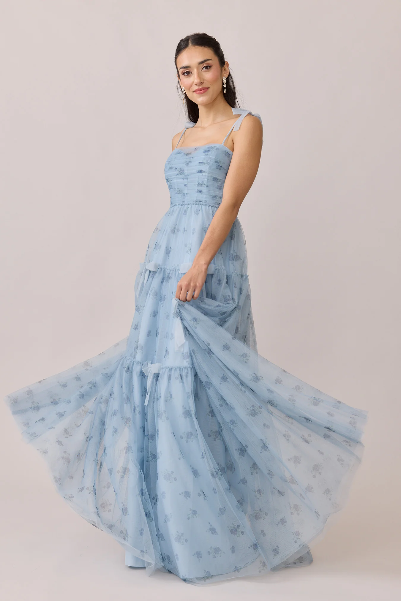 Tulle Floral Print Mega Swatch | Ready To Ship | Sky Blue Petit Rose - Image 2