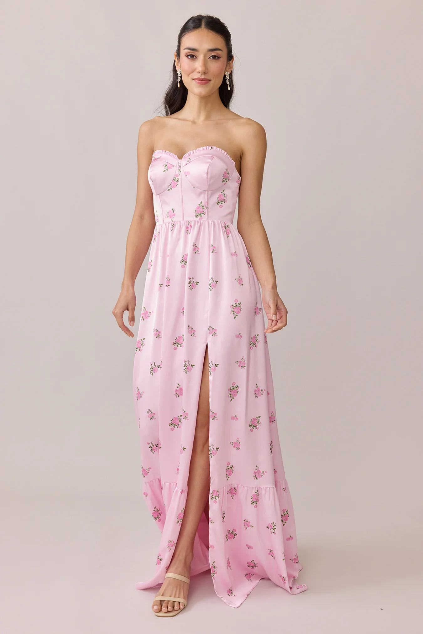 Valentina Satin Floral Print Dress | Made To Order - Image 2
