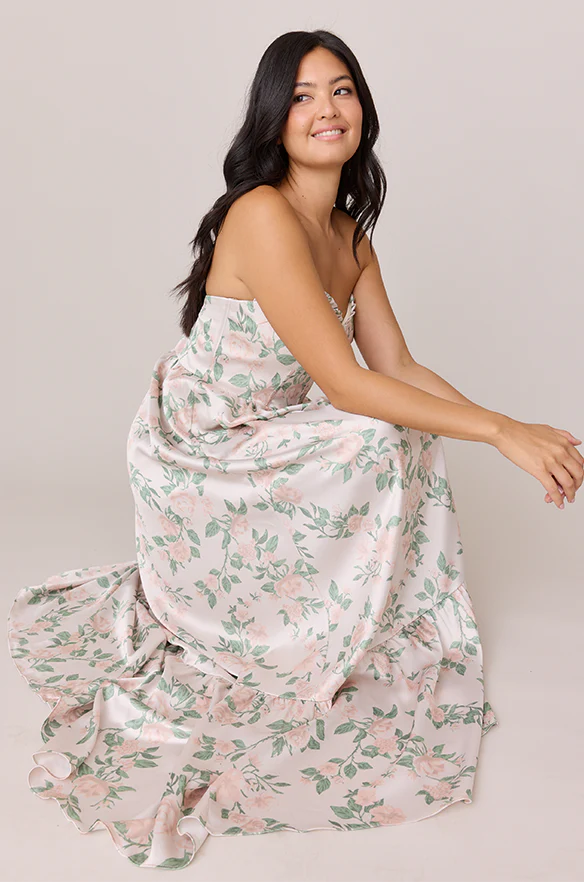 Valentina Satin Floral Print Dress | Made To Order - Image 44