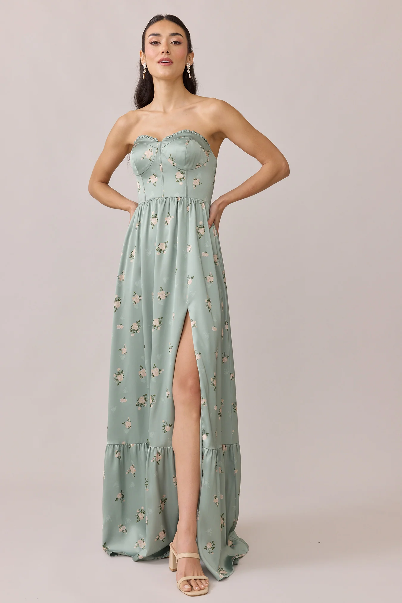 Valentina Satin Floral Print Dress | Made To Order - Image 46