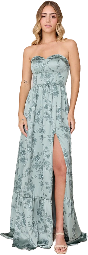 Valentina Satin Floral Print Dress | Made To Order - Image 69
