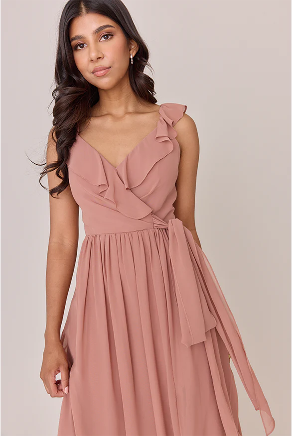 Valerie Chiffon Faux Wrap Dress | Made To Order - Image 3