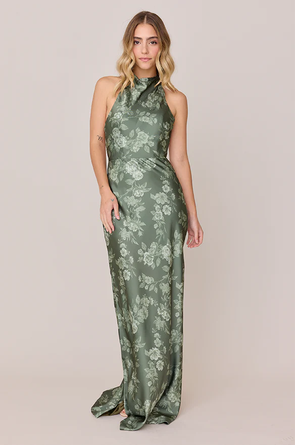 Veronica Satin Floral Print Dress | Made To Order