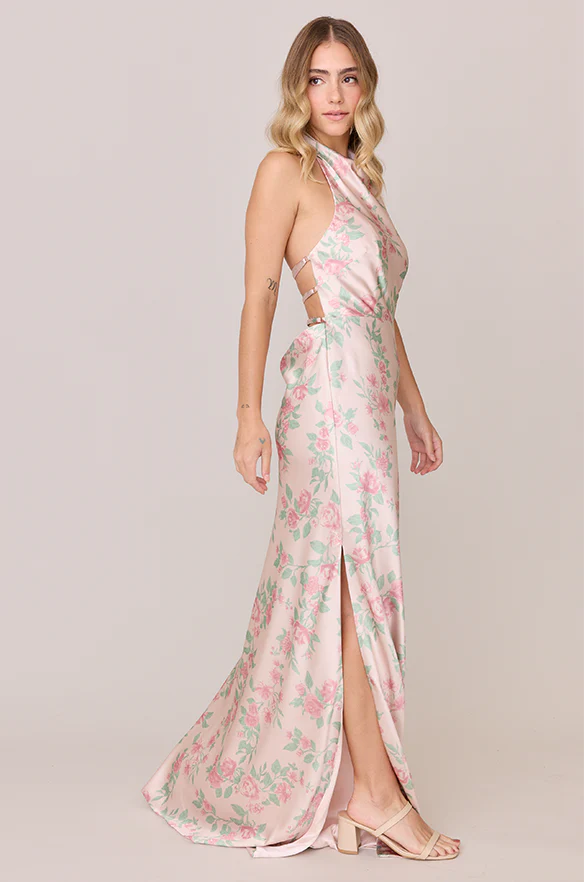 Veronica Satin Floral Print Dress | Made To Order - Image 10
