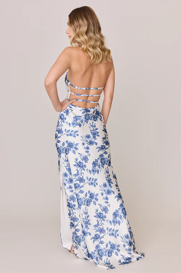 Veronica Satin Floral Print Dress | Made To Order - Image 15