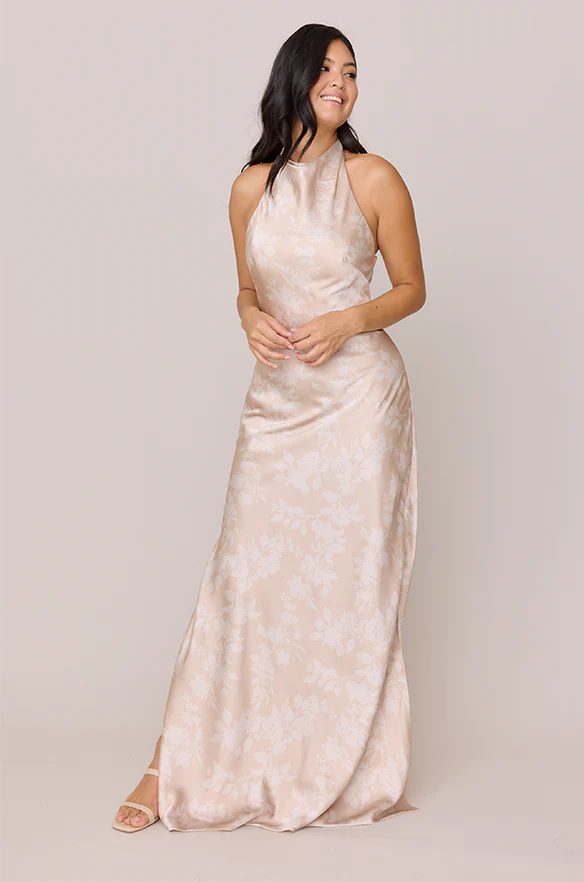 Veronica Satin Floral Print Dress | Made To Order - Image 16