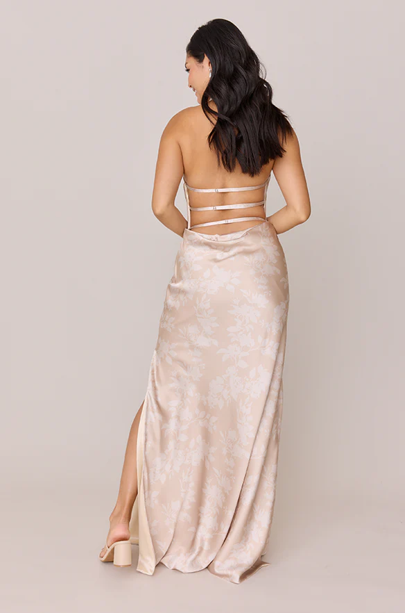 Veronica Satin Floral Print Dress | Made To Order - Image 17