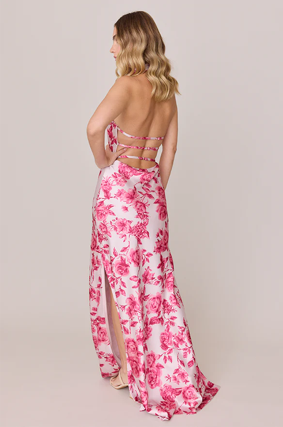 Veronica Satin Floral Print Dress | Made To Order - Image 19