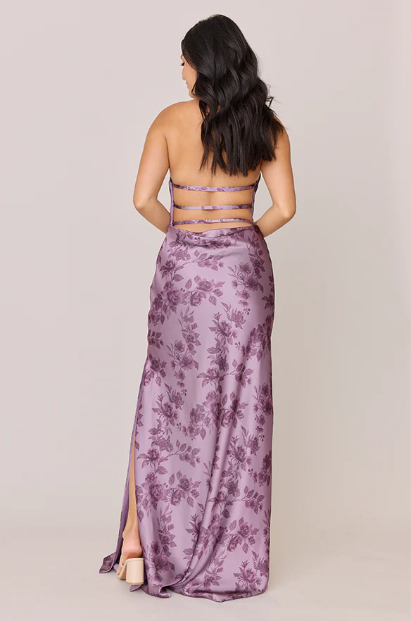 Veronica Satin Floral Print Dress | Made To Order - Image 23