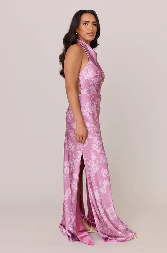 Veronica Satin Floral Print Dress | Made To Order - Image 25