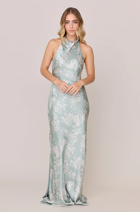 Veronica Satin Floral Print Dress | Made To Order - Image 31