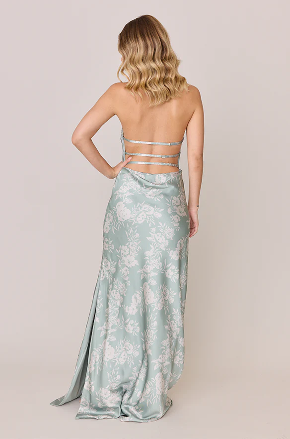 Veronica Satin Floral Print Dress | Made To Order - Image 32