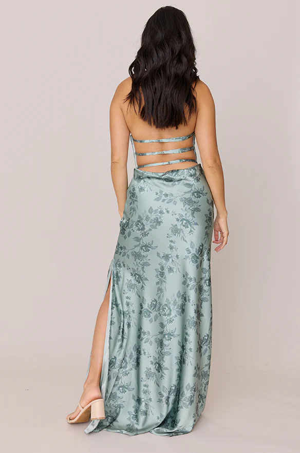 Veronica Satin Floral Print Dress | Made To Order - Image 34