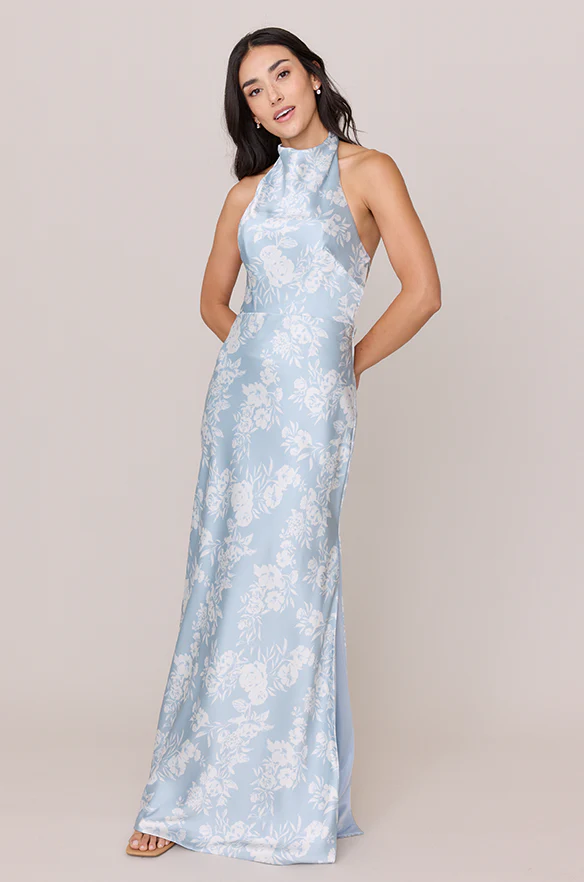 Veronica Satin Floral Print Dress | Made To Order - Image 35