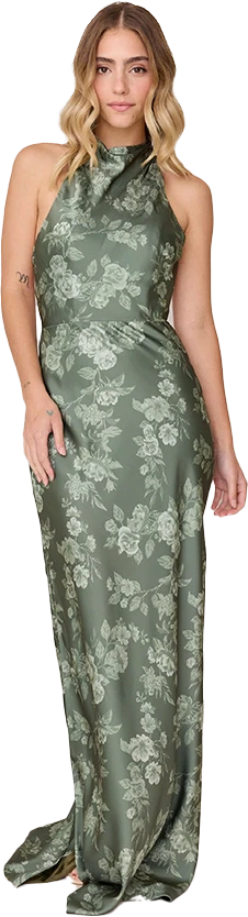 Veronica Satin Floral Print Dress | Made To Order - Image 57
