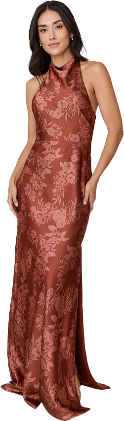 Veronica Satin Floral Print Dress | Made To Order - Image 59