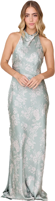 Veronica Satin Floral Print Dress | Made To Order - Image 60