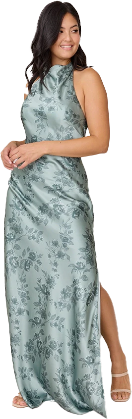 Veronica Satin Floral Print Dress | Made To Order - Image 61