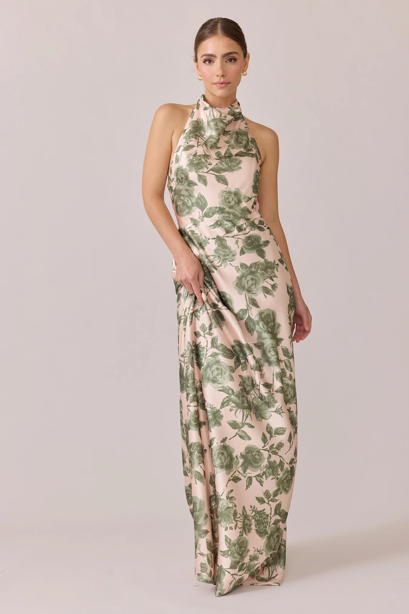 Veronica Satin Floral Print Dress | Made To Order - Image 67
