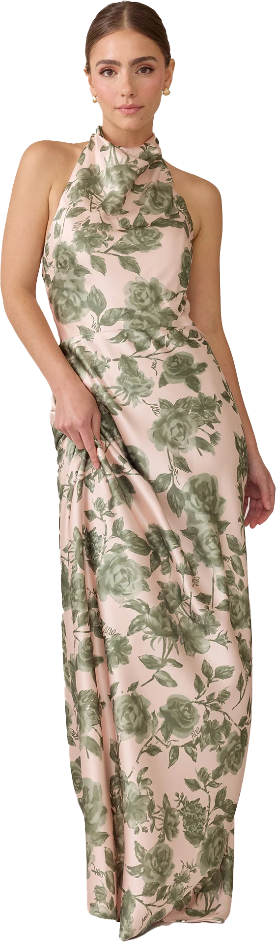 Veronica Satin Floral Print Dress | Made To Order - Image 69