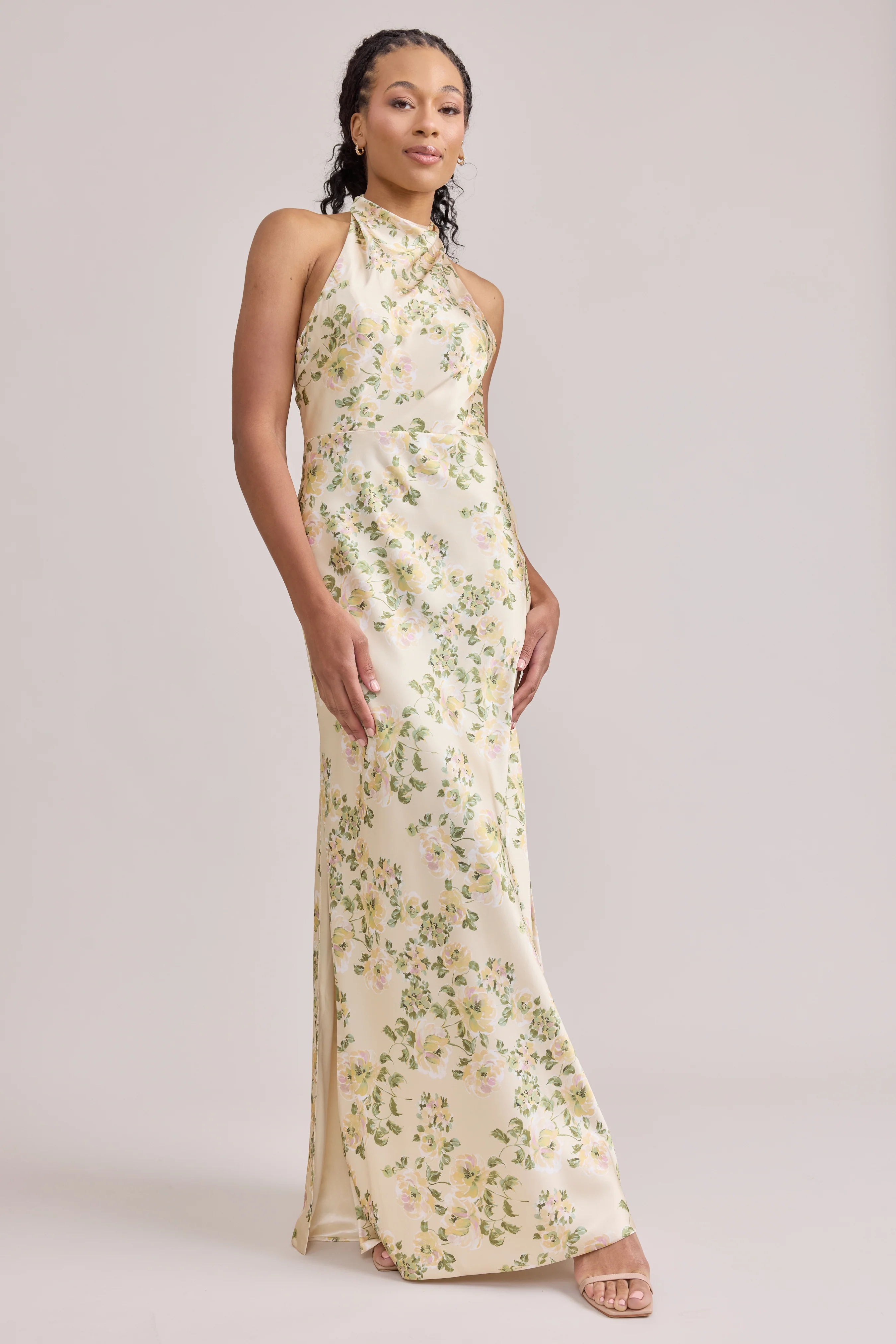 Veronica Satin Floral Print Dress | Made To Order - Image 70