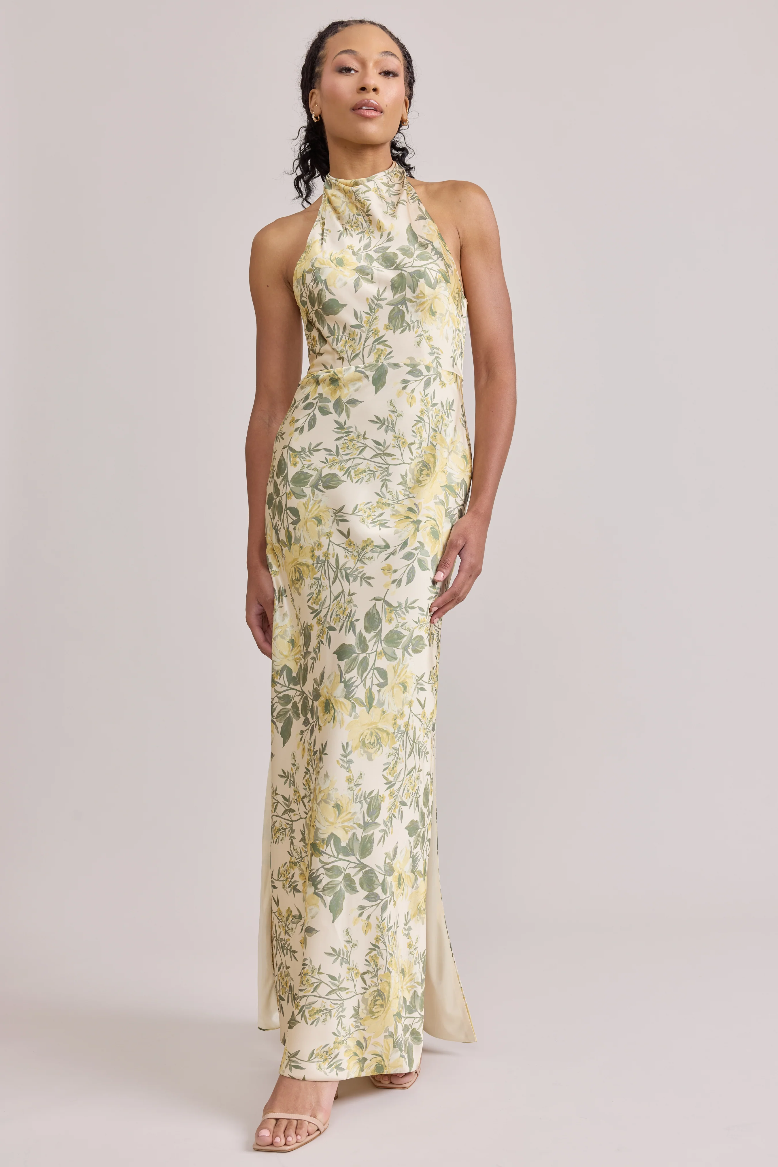 Veronica Satin Floral Print Dress | Made To Order - Image 71