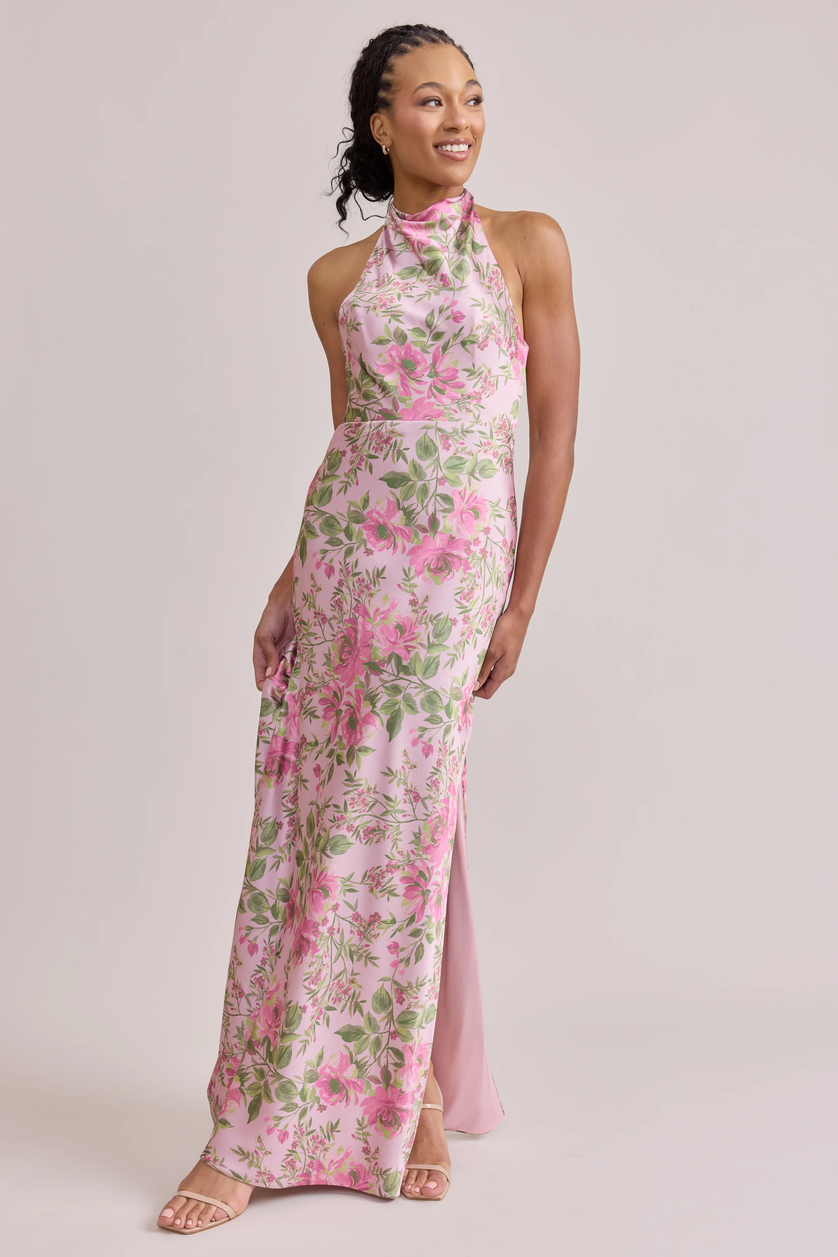 Veronica Satin Floral Print Dress | Made To Order - Image 74