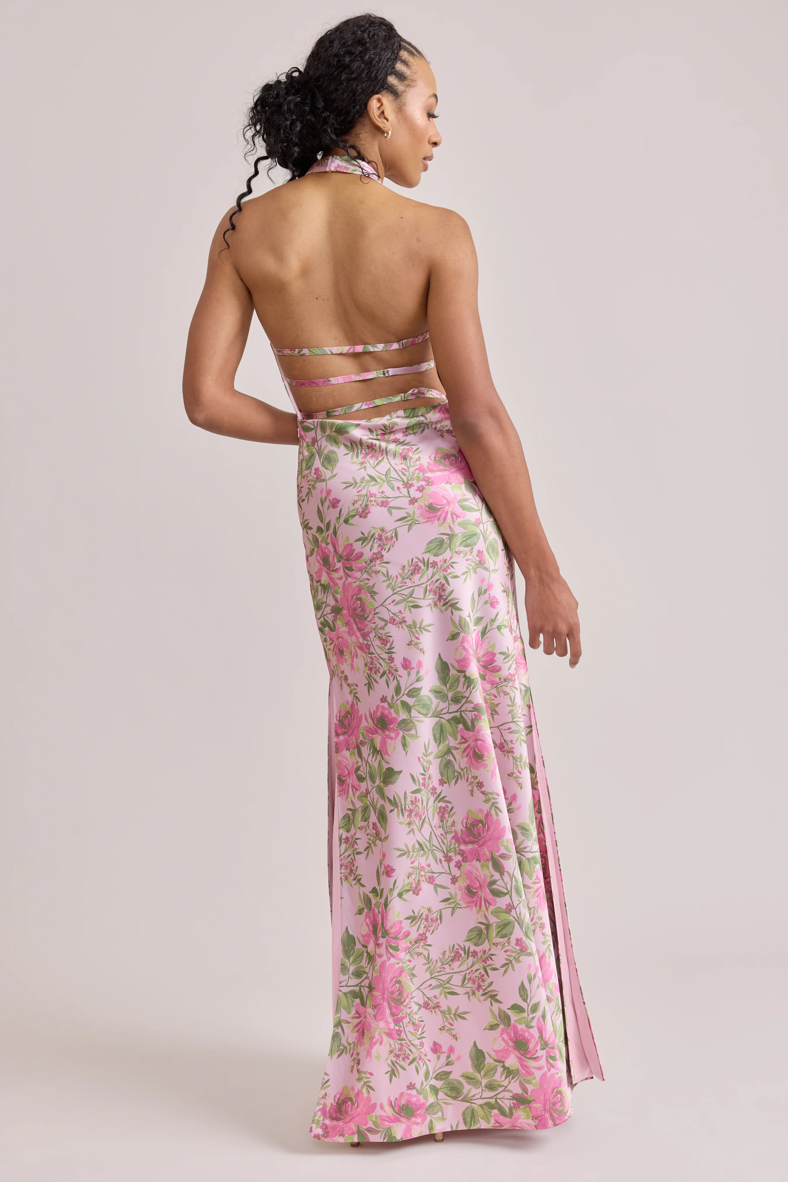 Veronica Satin Floral Print Dress | Made To Order - Image 75