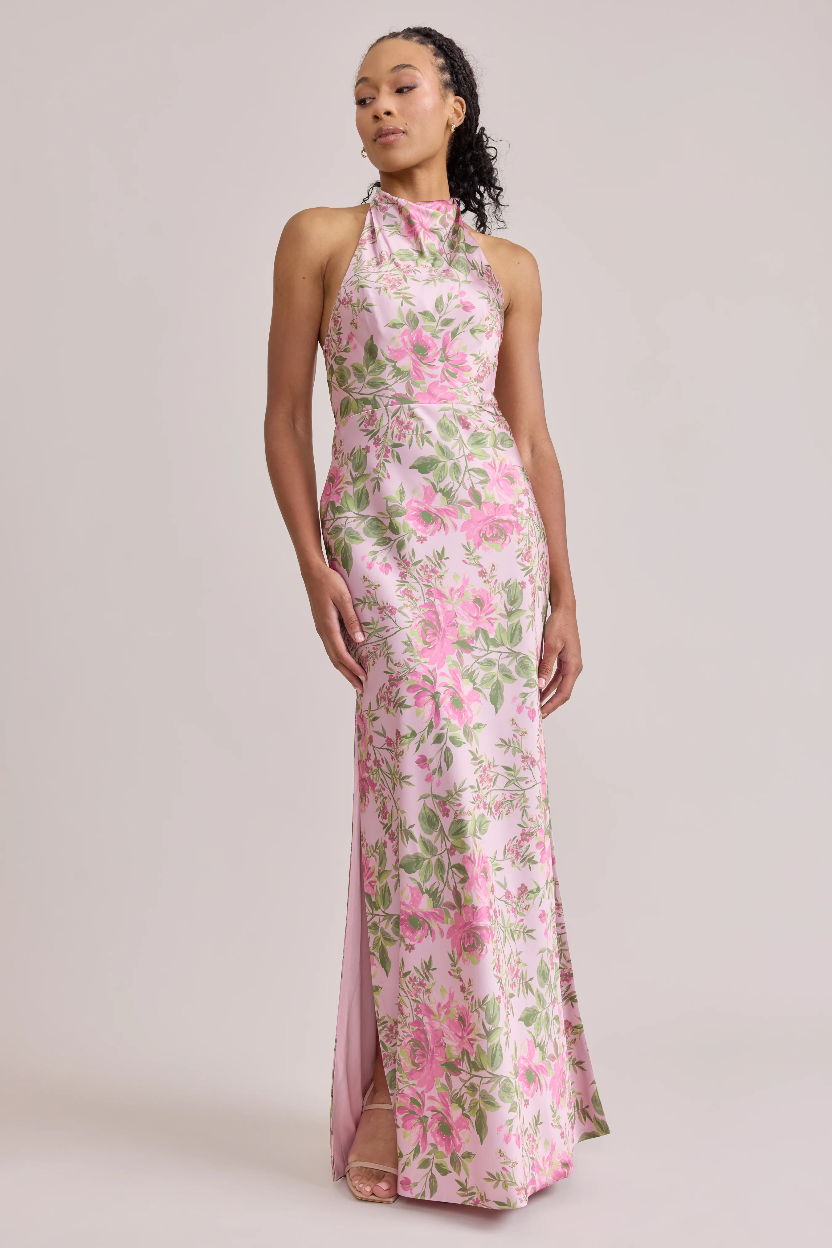 Veronica Satin Floral Print Dress | Made To Order - Image 76