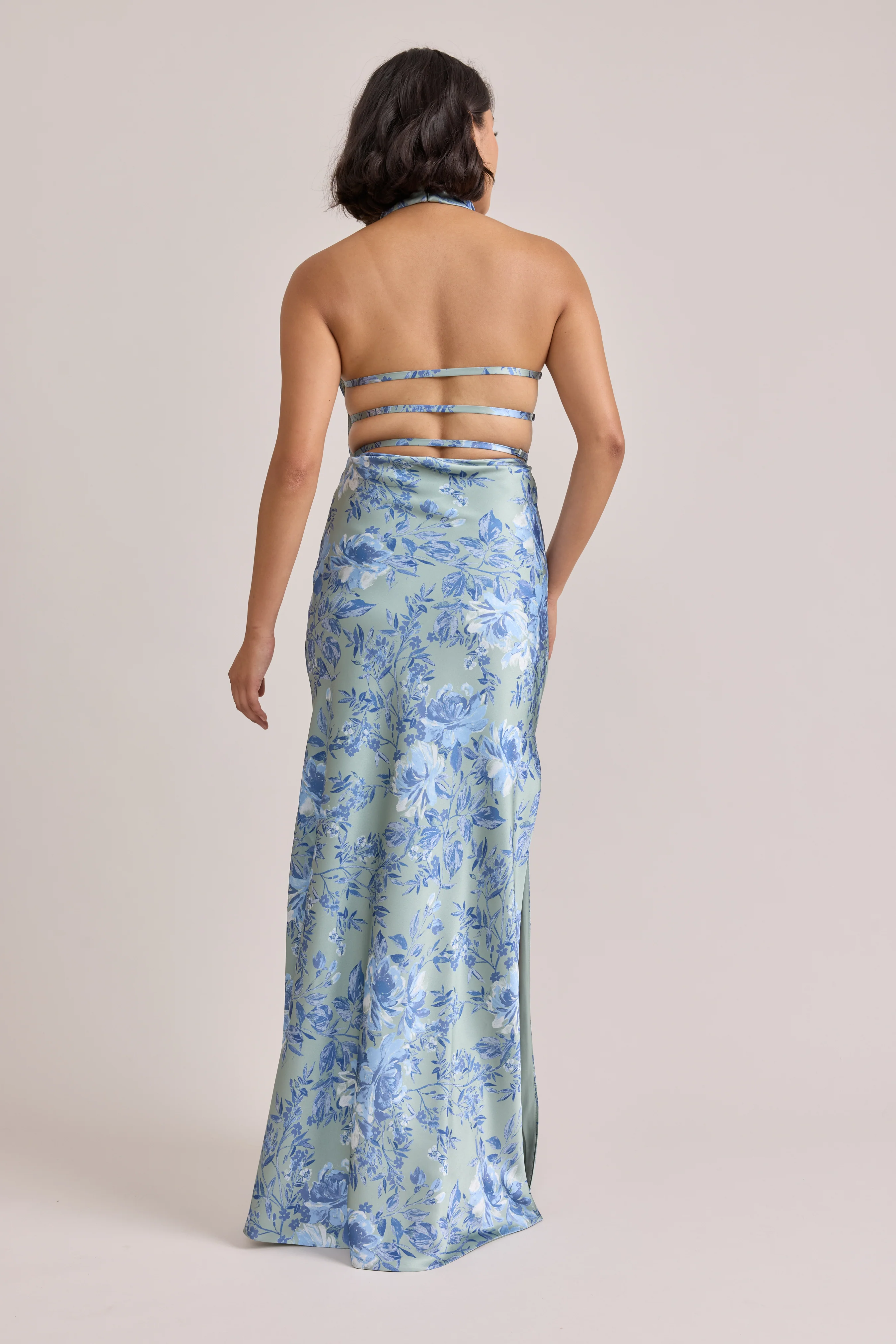 Veronica Satin Floral Print Dress | Made To Order - Image 78