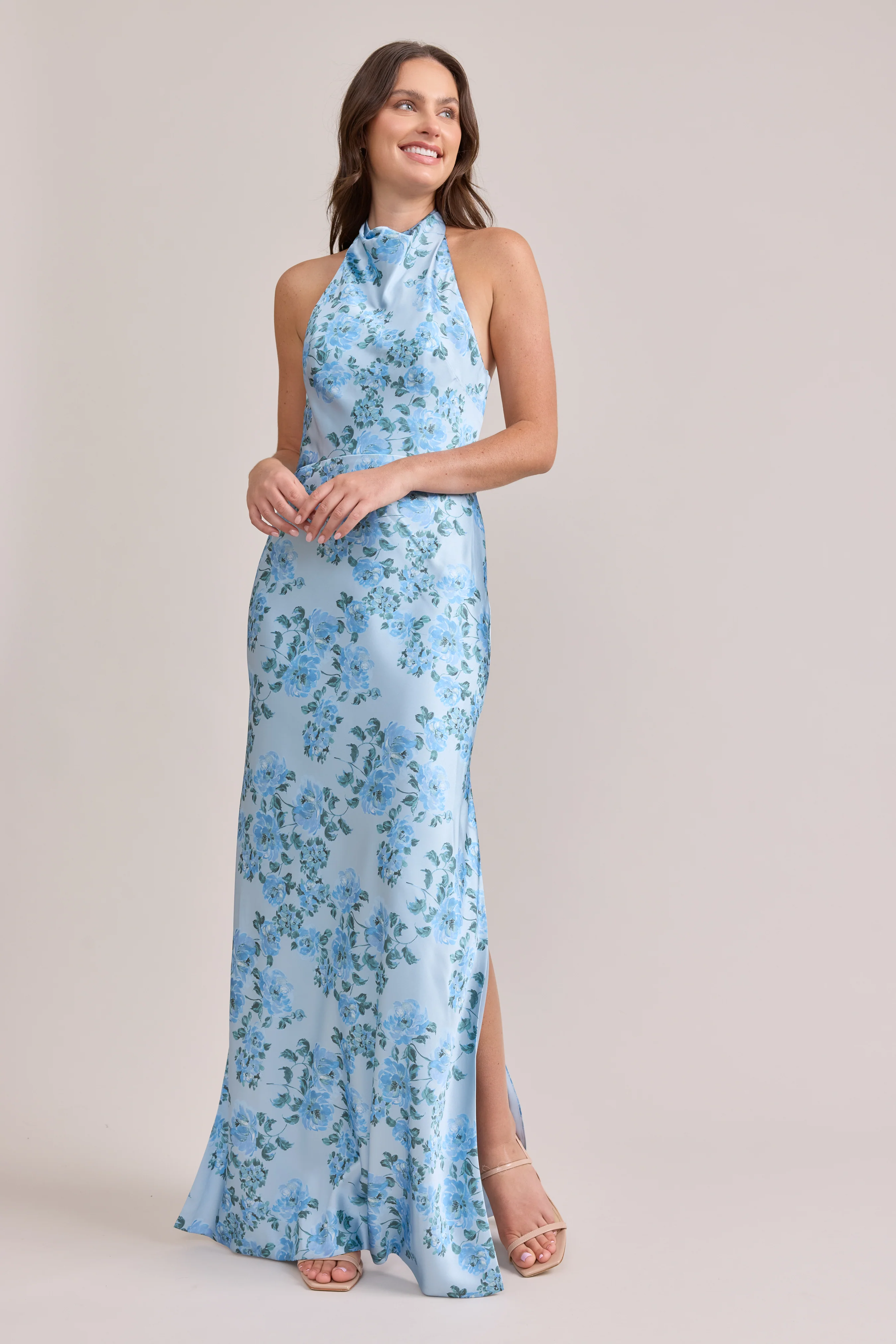 Veronica Satin Floral Print Dress | Made To Order - Image 84