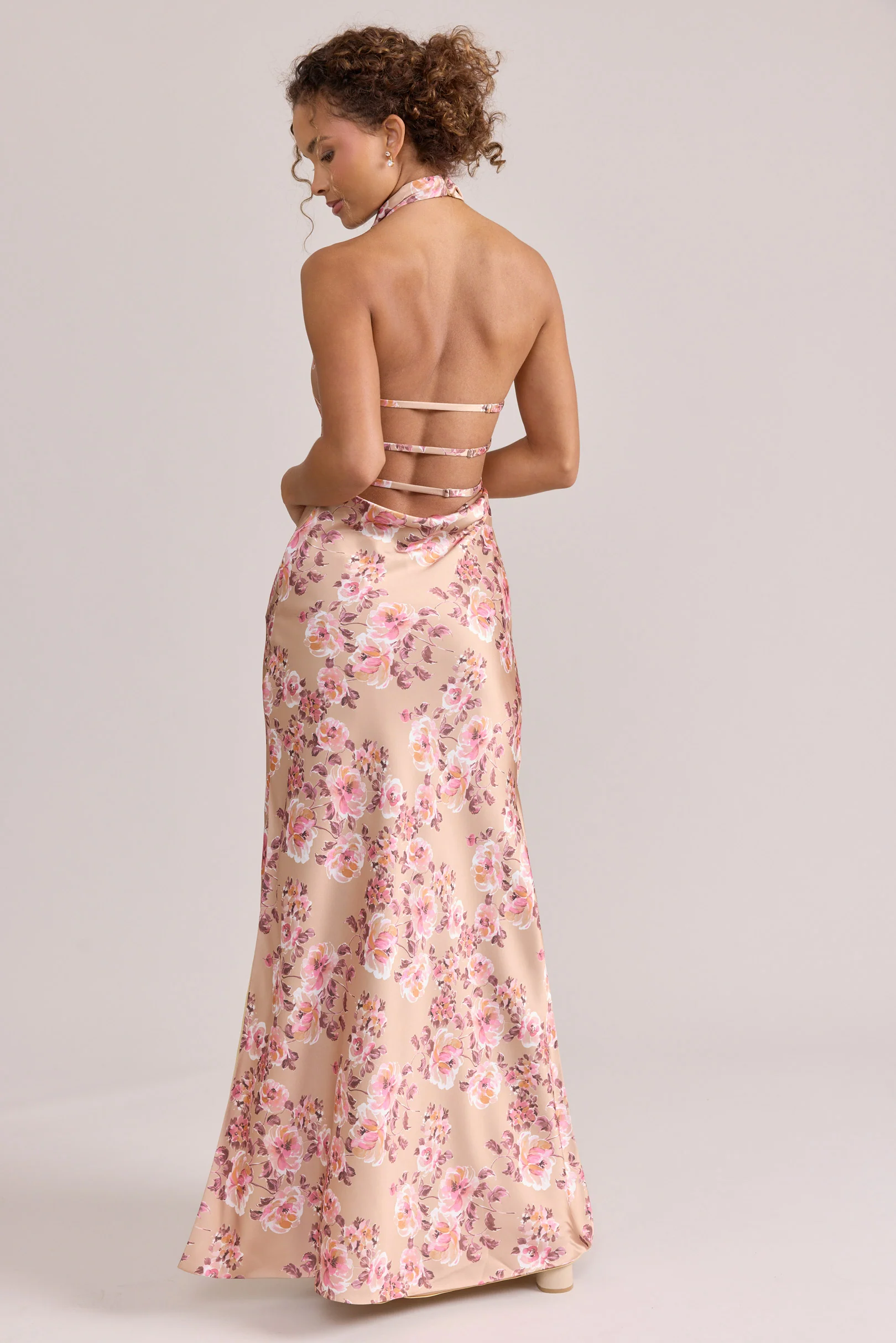 Veronica Satin Floral Print Dress | Made To Order - Image 88