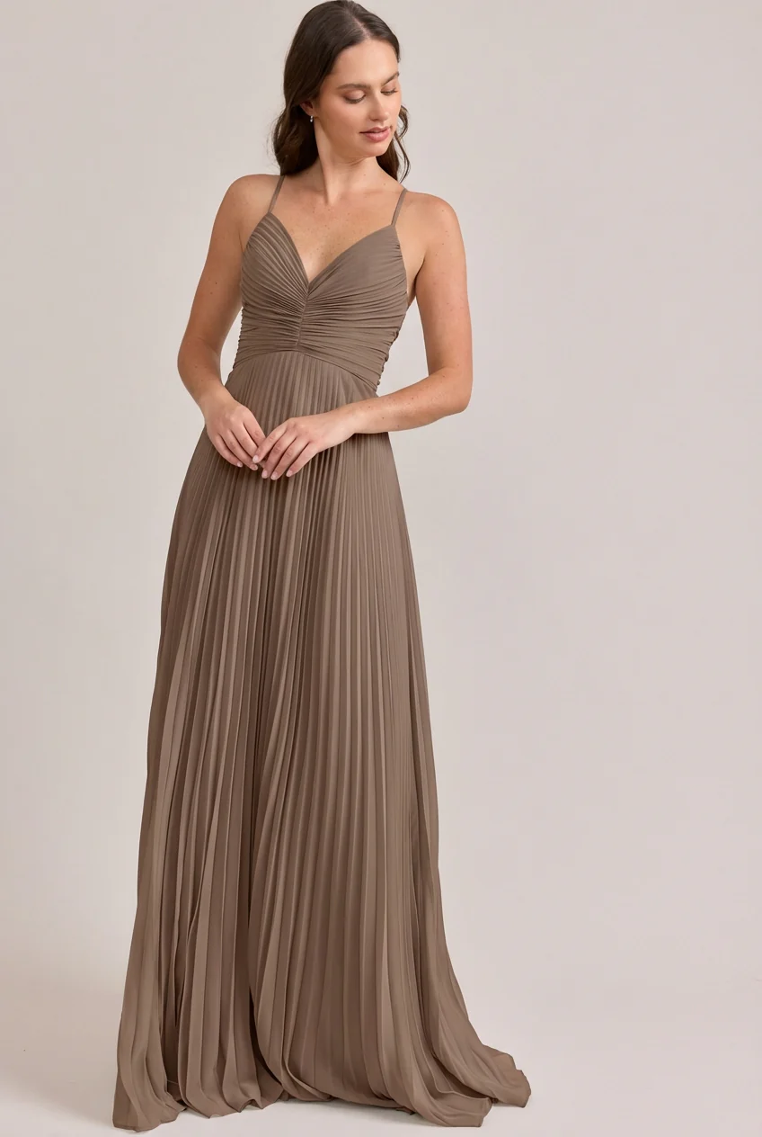 Vivian Chiffon Pleated Dress | Made To Order - Image 179
