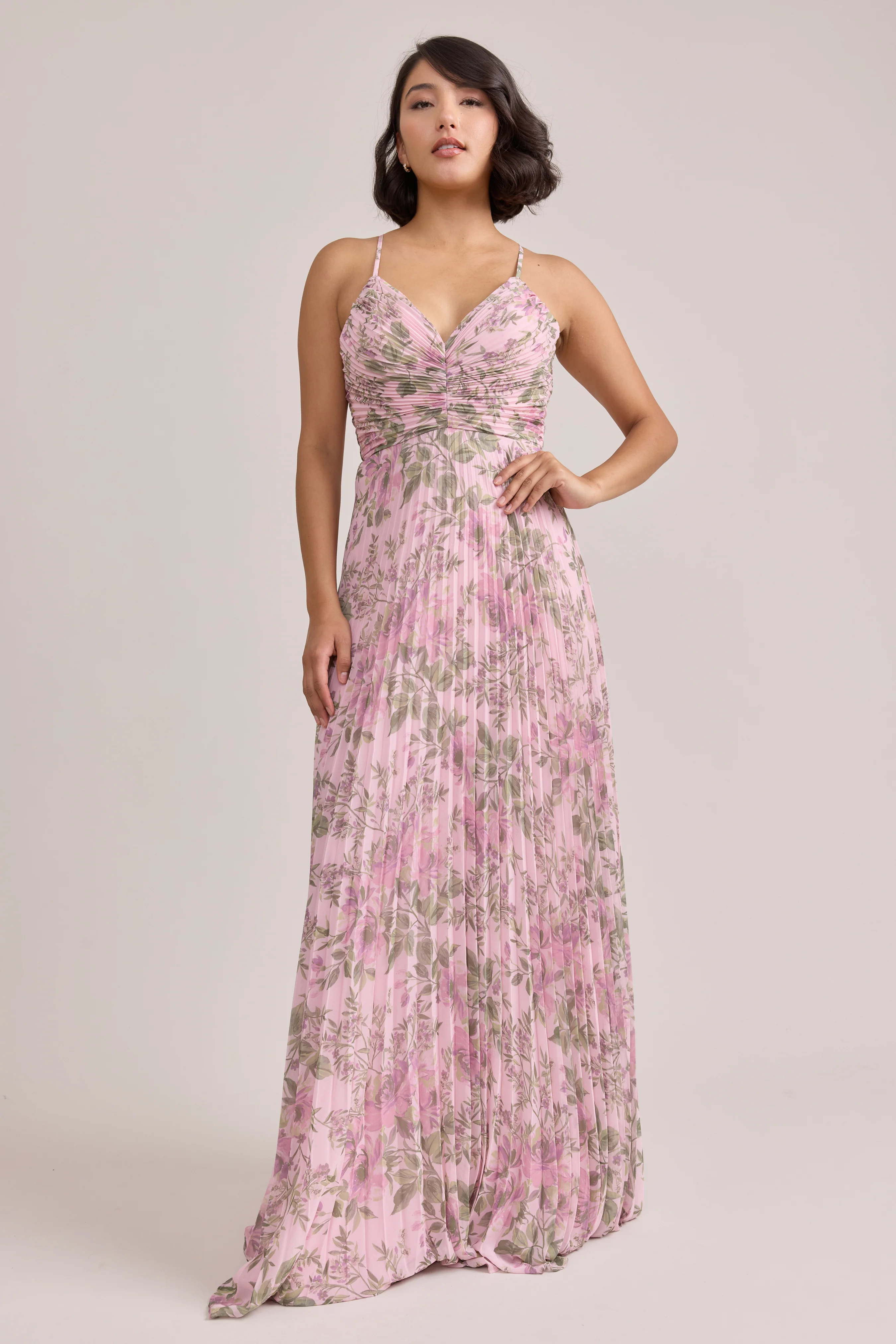 Vivian Chiffon Pleated Floral Print Dress | Made To Order - Image 14