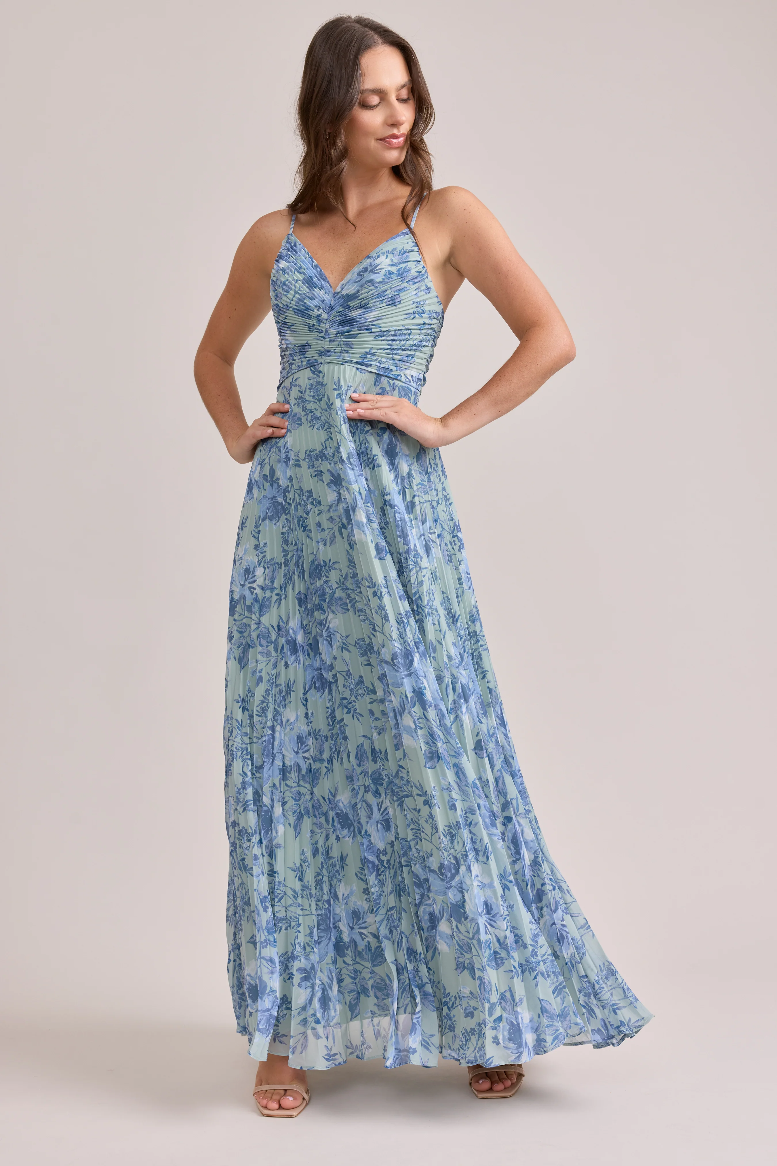 Vivian Chiffon Pleated Floral Print Dress | Made To Order - Image 21