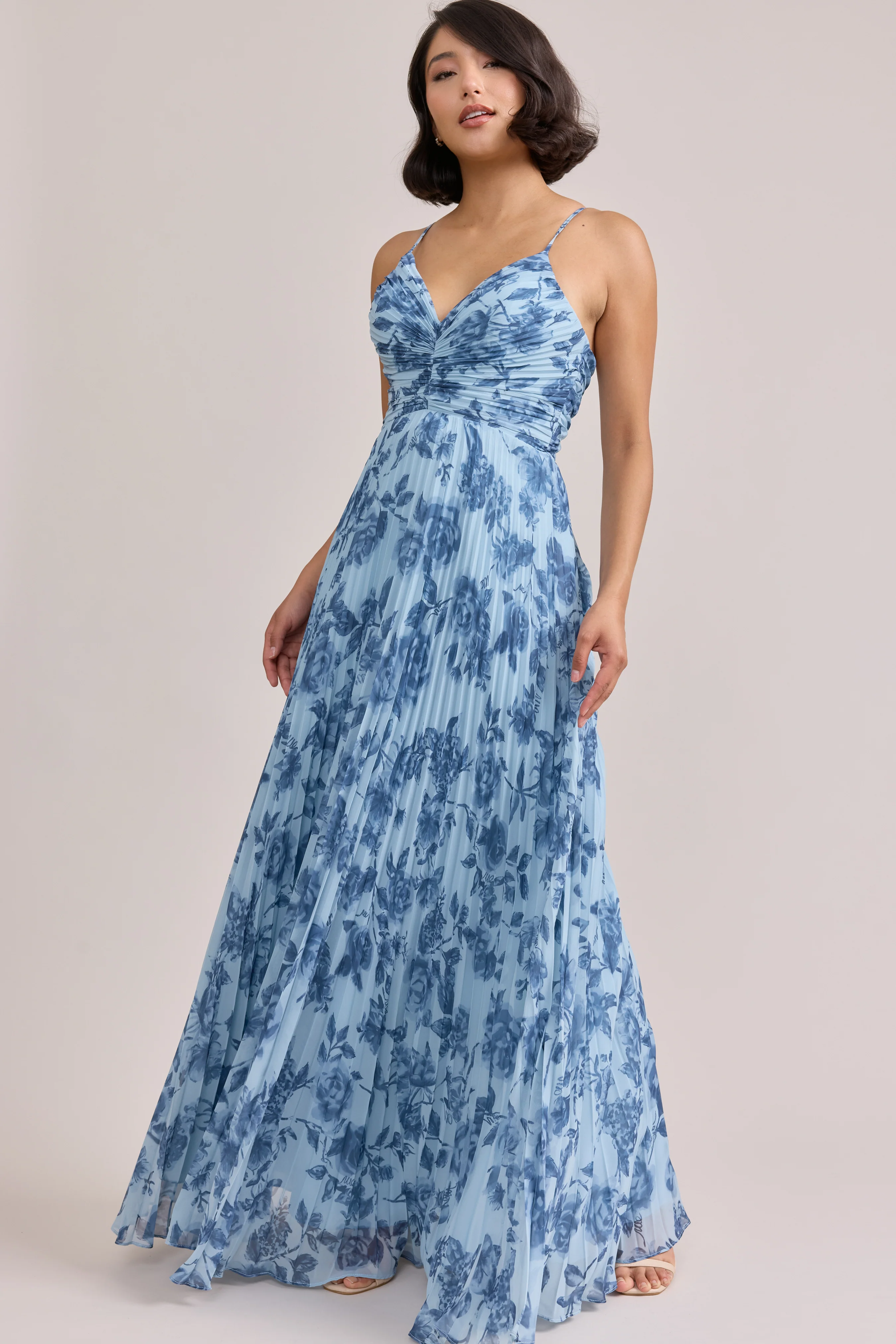 Vivian Chiffon Pleated Floral Print Dress | Made To Order - Image 28