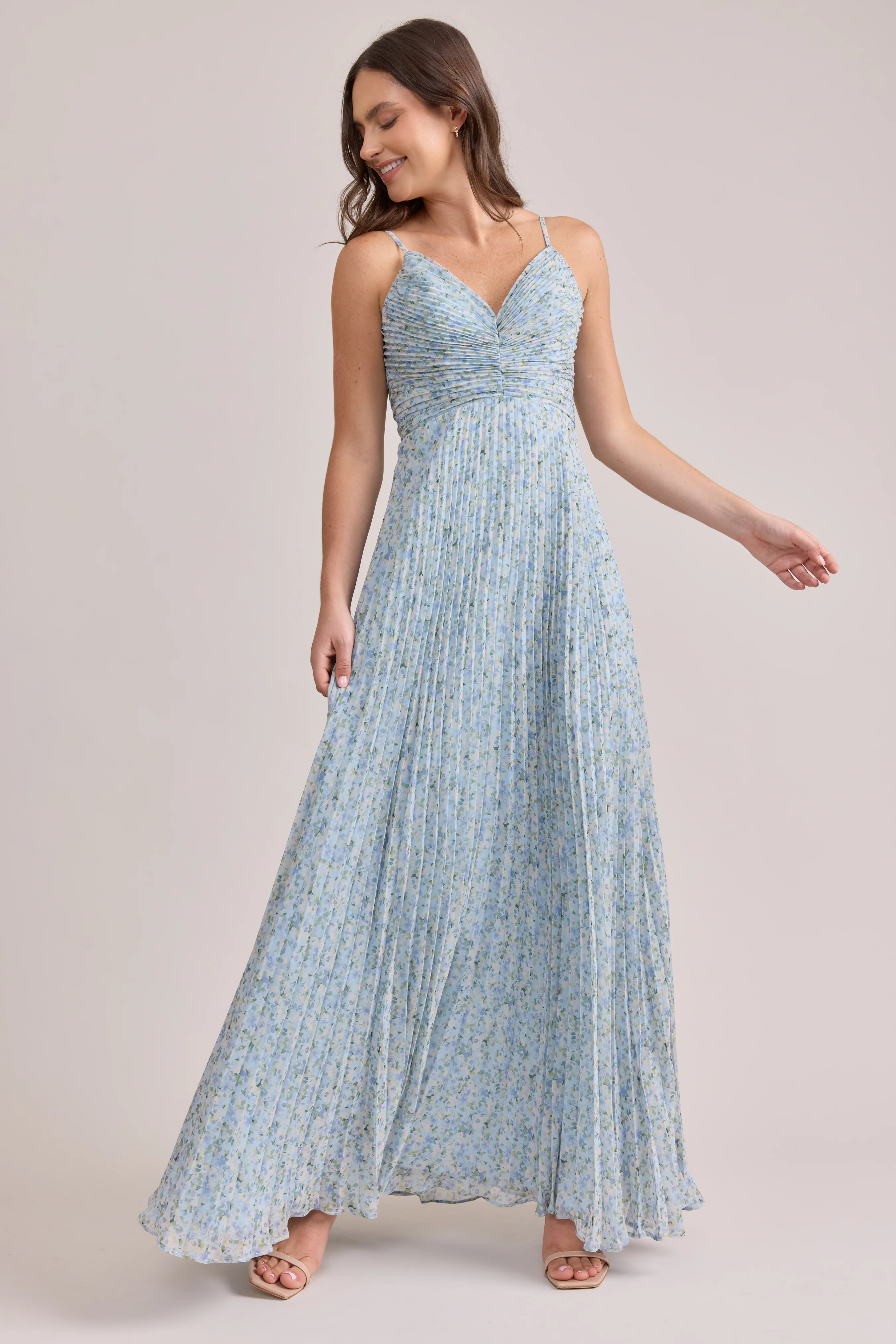 Vivian Chiffon Pleated Floral Print Dress | Made To Order - Image 32
