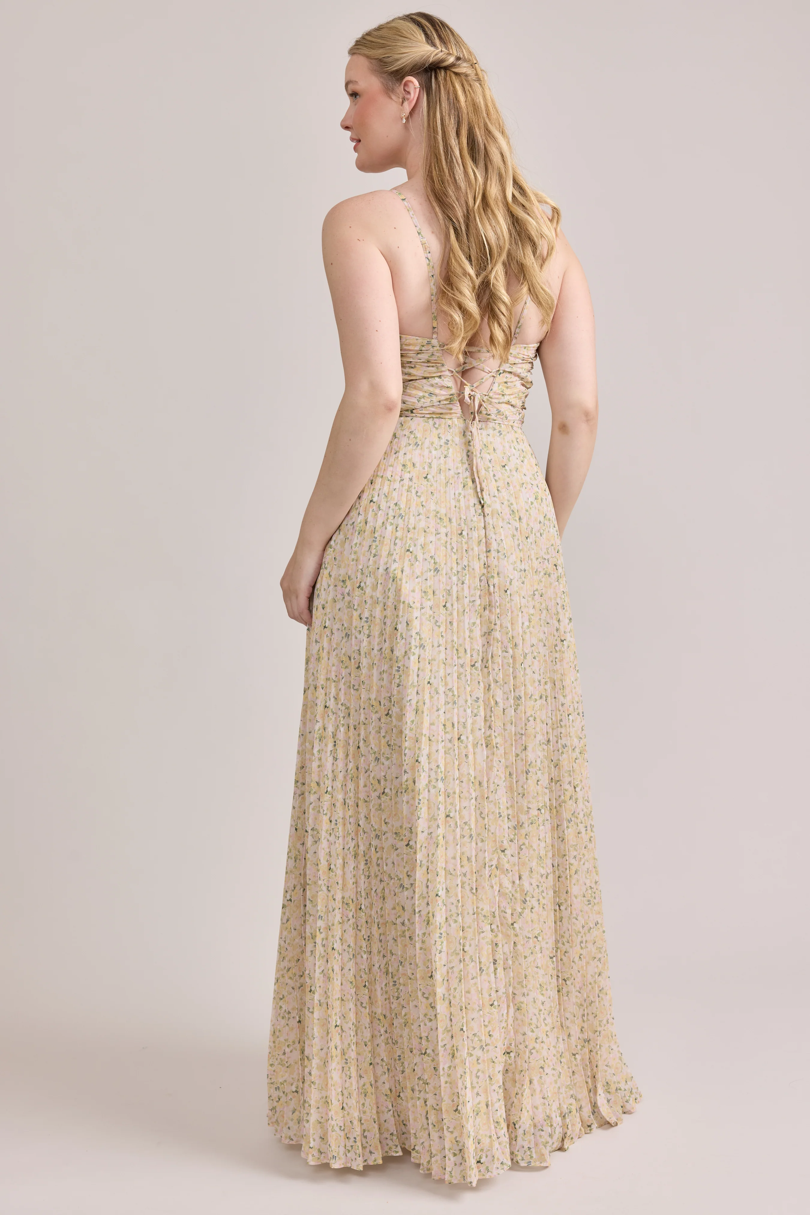 Vivian Chiffon Pleated Floral Print Dress | Made To Order - Image 35