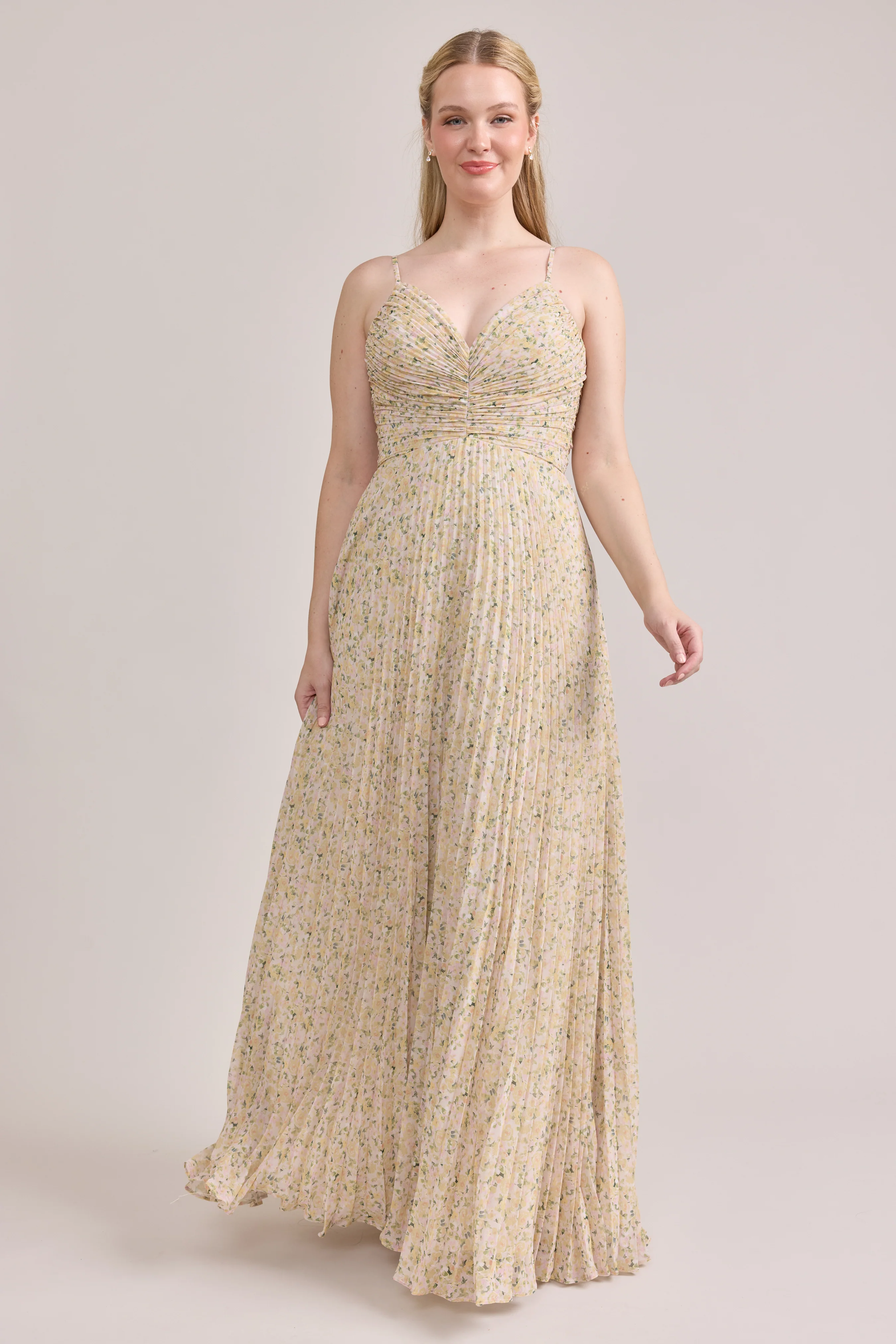 Vivian Chiffon Pleated Floral Print Dress | Made To Order - Image 36