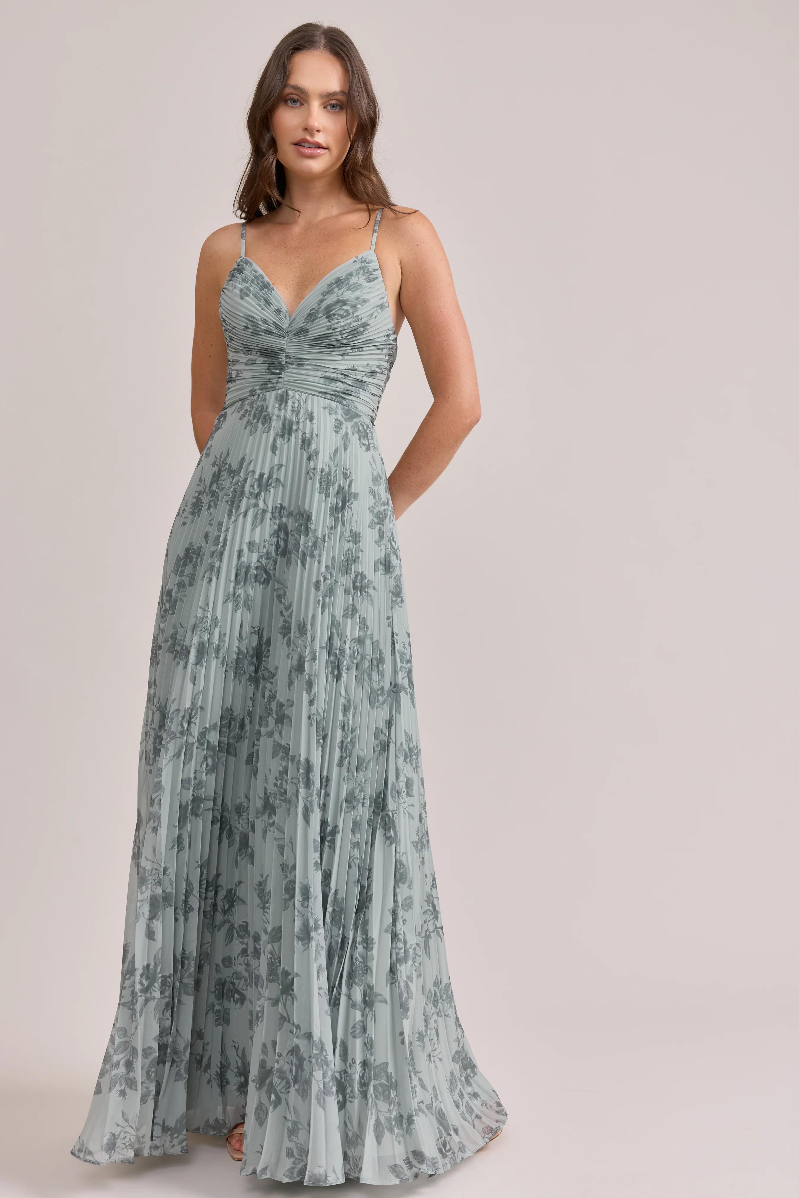 Vivian Chiffon Pleated Floral Print Dress | Made To Order - Image 39