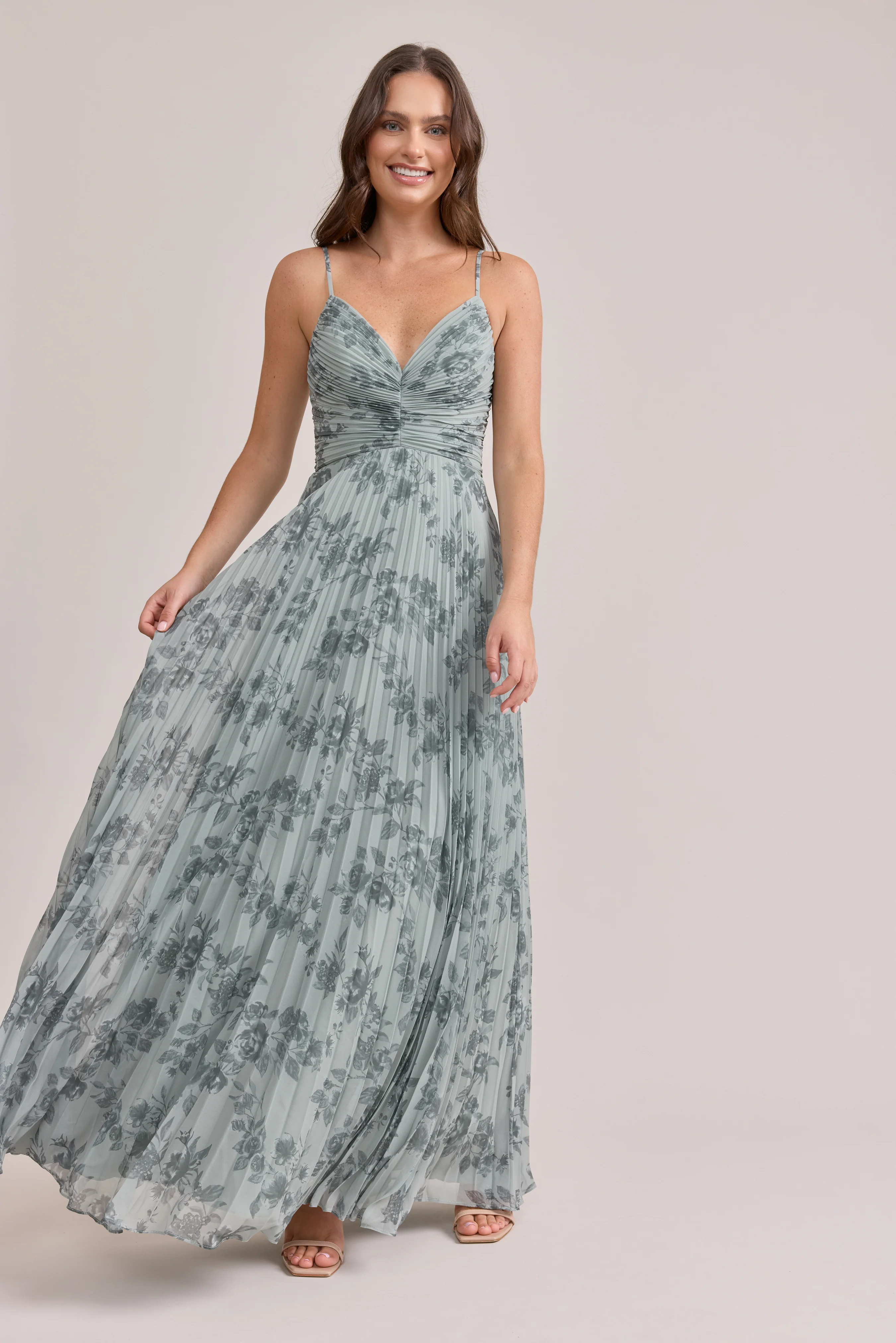 Vivian Chiffon Pleated Floral Print Dress | Made To Order - Image 40